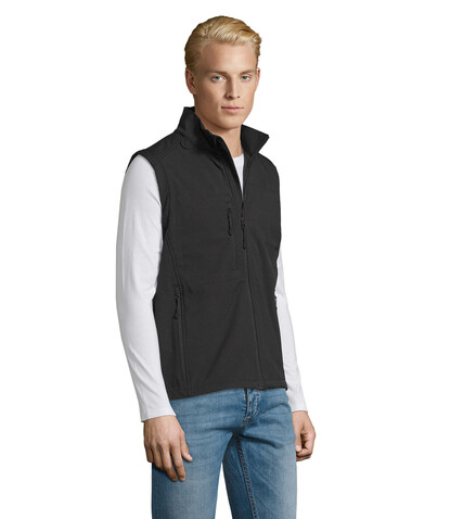 RALLYE MEN SOFTSHELL JACKET - Schwarz bedrucken, Art.-Nr. S46601-BK-3XL