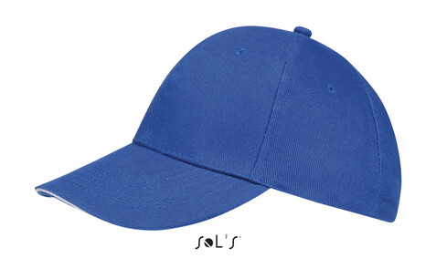 BUFFALO SIX PANEL CAP - Königsblau/Weiß bedrucken, Art.-Nr. S88100-RW-M