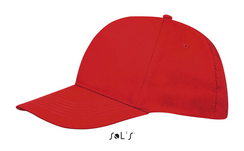 SUNNY FIVE PANEL CAP 180g - Red bedrucken, Art.-Nr. S88110-RD-M