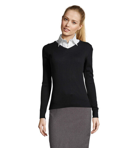 GALAXY WOMEN V-NECK SWEATER - Navy bedrucken, Art.-Nr. S90010-NY-M GALAXY WOMEN V-NECK SWEATER - Navy bedrucken, Art.-Nr. S90010-NY-M