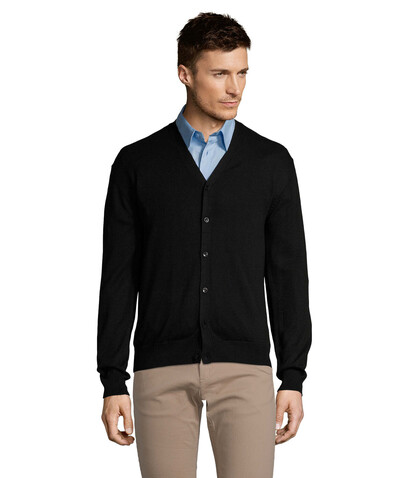 GOLDEN MEN V-NECK CARDIGAN - Schwarz bedrucken, Art.-Nr. S90011-BK-XL GOLDEN MEN V-NECK CARDIGAN - Schwarz bedrucken, Art.-Nr. S90011-BK-XL