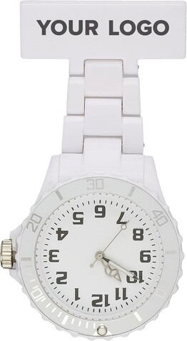 Krankenpflegeuhr Simone | Kunststoff | Stecknadel – Weiß bedrucken, Art.-Nr. 002999999_1116 Krankenpflegeuhr Simone | Kunststoff | Stecknadel – Weiß bedrucken, Art.-Nr. 002999999_1116