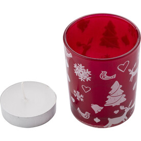 Kerzenhalter Kirsten | Glas – Rot bedrucken, Art.-Nr. 008999999_5039