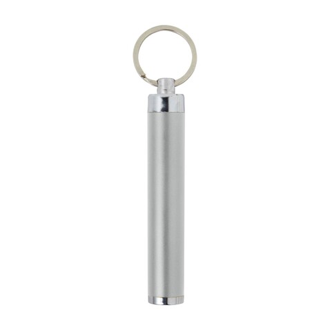 Schlüsselanhänger mit Taschenlampe Zola – Silber bedrucken, Art.-Nr. 032999999_8297