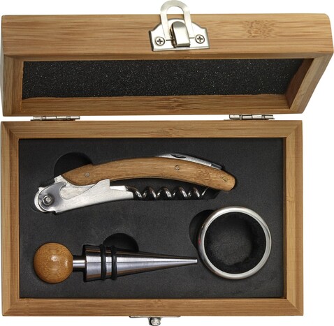 Weinset Leonie | Bambus | 3 Stück – Braun bedrucken, Art.-Nr. 011999999_8721