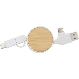 Ladekabel Jared | 3-in-1 | Ausziehbar – Weiß bedrucken, Art.-Nr. 002999999_976586
