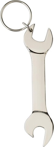 Schlüsselanhänger Gideon | Metall | Schraubenschlüsselform | Flaschenöffner – Silber bedrucken, Art.-Nr. 032999999_976598