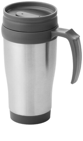 Sanibel 400 ml Isolierbecher, silber, grau bedrucken, Art.-Nr. 10029601