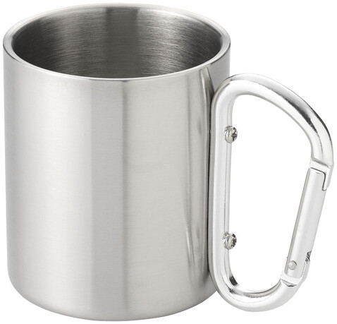 Alps 200 ml Isolierbecher mit Karabinergriff, silber bedrucken, Art.-Nr. 19538304 Alps 200 ml Isolierbecher mit Karabinergriff, silber bedrucken, Art.-Nr. 19538304