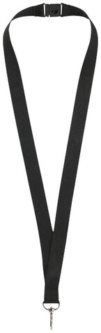 Lago Lanyard mit Sicherheitsverschluss, schwarz bedrucken, Art.-Nr. 10219300