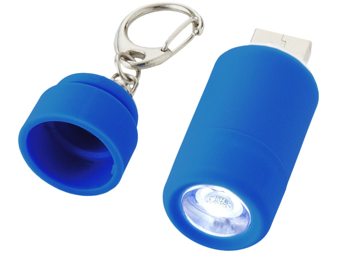 Avior wiederaufladbares LED-USB-Schlüssellicht, hellblau bedrucken, Art.-Nr. 10413801