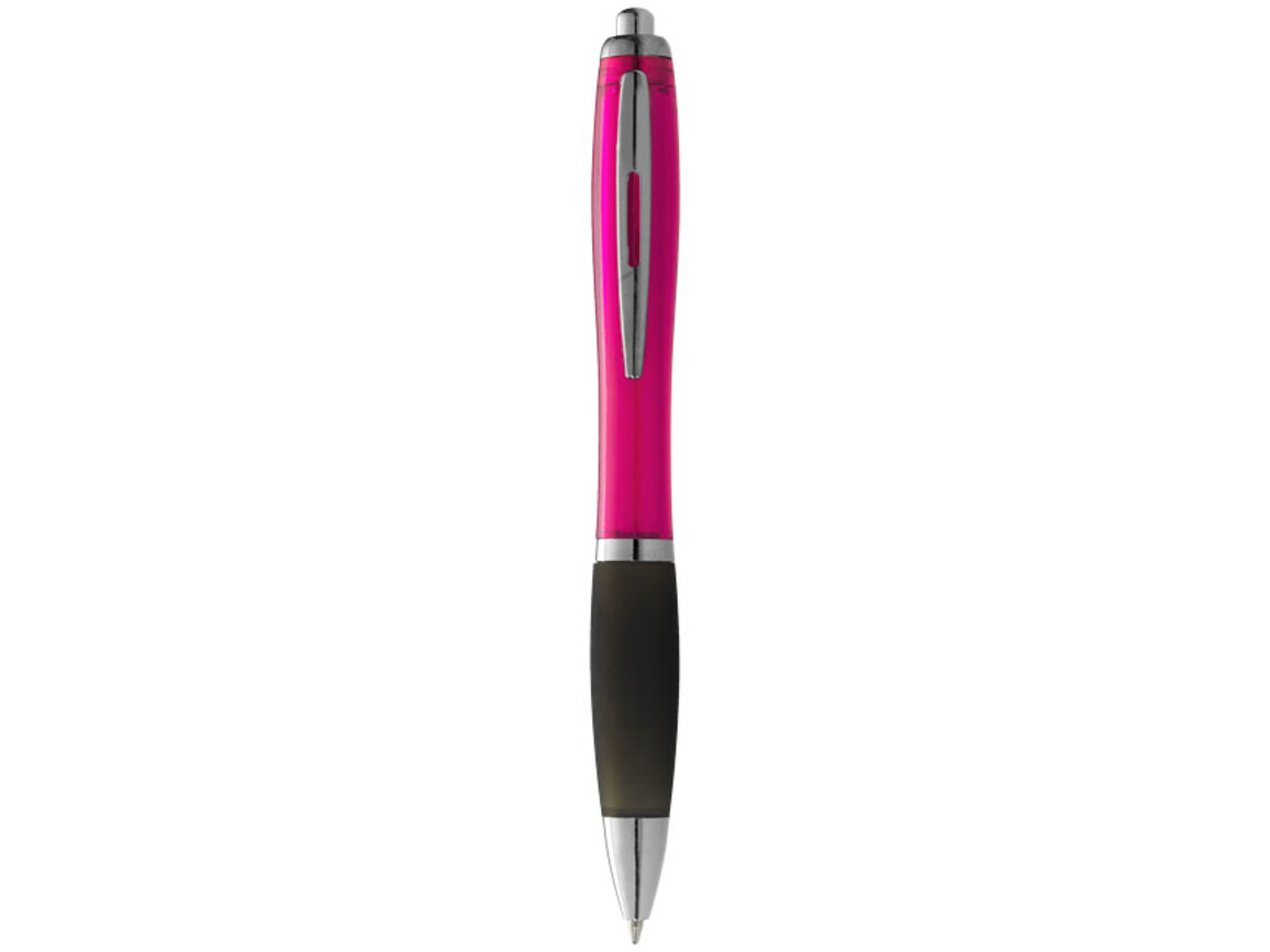 Nash Kugelschreiber farbig mit schwarzem Griff, rosa, schwarz bedrucken, Art.-Nr. 10608508