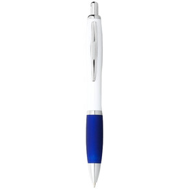 Nash Kugelschreiber weiß mit farbigem Griff, weiss, royalblau bedrucken, Art.-Nr. 10637100