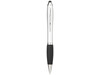 Nash Stylus bunter Kugelschreiber mit schwarzem Griff, silber, schwarz bedrucken, Art.-Nr. 10639201