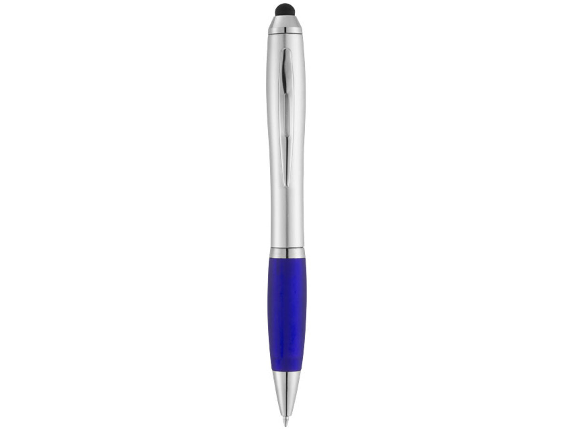 Nash Stylus Kugelschreiber silbern mit farbigem Griff, silber, blau bedrucken, Art.-Nr. 10678500