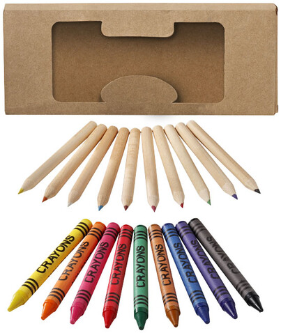 Lucky 19-teiliges Waxmal- und Buntstifte Set, natur bedrucken, Art.-Nr. 10678800