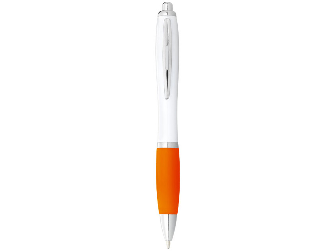 Nash Kugelschreiber weiß mit farbigem Griff, weiss, orange bedrucken, Art.-Nr. 10690008