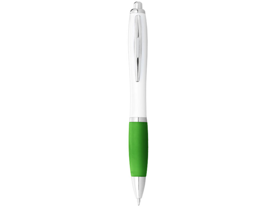 Nash Kugelschreiber weiß mit farbigem Griff, weiss, limone bedrucken, Art.-Nr. 10690009