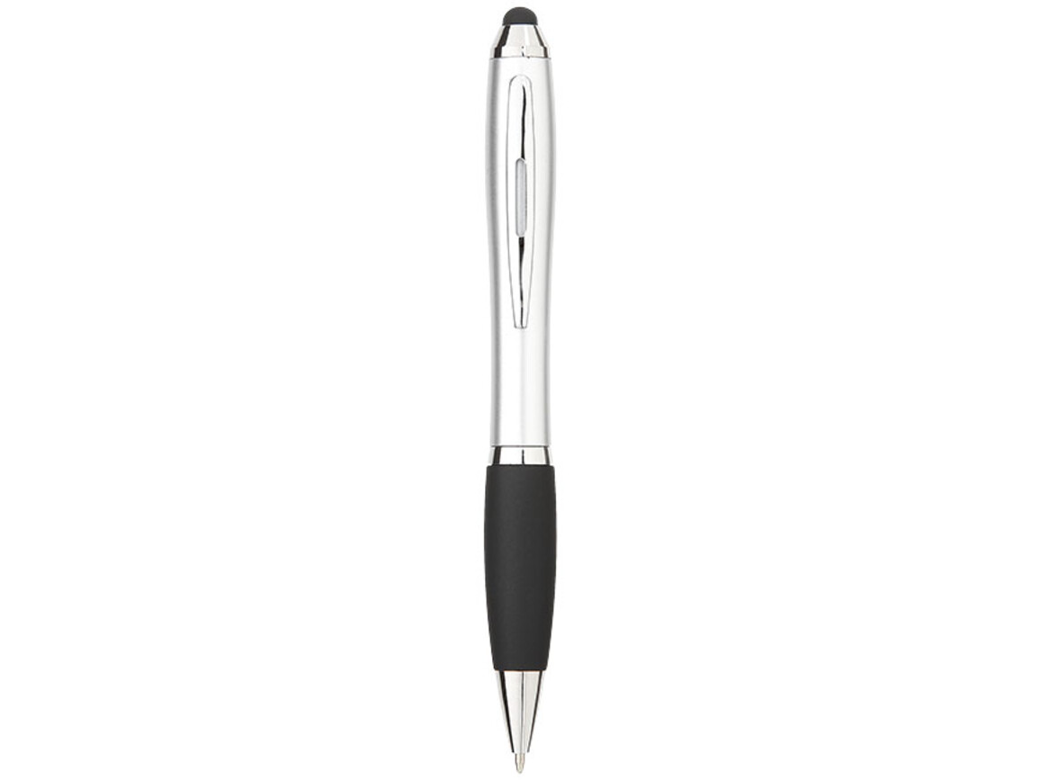 Nash Stylus Kugelschreiber farbig mit schwarzem Griff, silber, schwarz bedrucken, Art.-Nr. 10690301