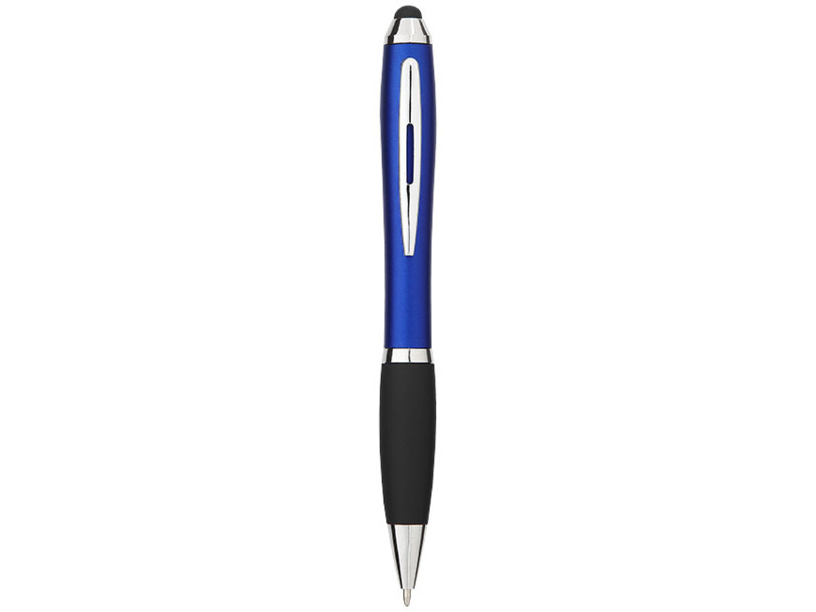 Nash Stylus Kugelschreiber farbig mit schwarzem Griff, royalblau, schwarz bedrucken, Art.-Nr. 10690302