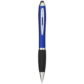 Nash Stylus Kugelschreiber farbig mit schwarzem Griff (blaue Mine), royalblau, schwarz bedrucken, Art.-Nr. 10690302