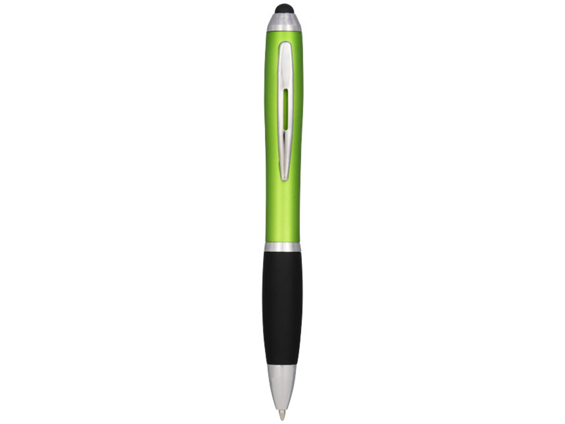Nash Stylus Kugelschreiber farbig mit schwarzem Griff, limone, schwarz bedrucken, Art.-Nr. 10690306