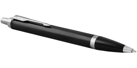 Parker IM Kugelschreiber (blaue Mine), schwarz, chrom bedrucken, Art.-Nr. 10702100