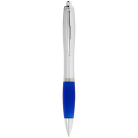 Nash Kugelschreiber silbern mit farbigem Griff, silber, royalblau bedrucken, Art.-Nr. 10707700