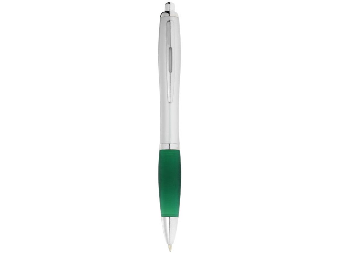 Nash Kugelschreiber silbern mit farbigem Griff, grün, silber bedrucken, Art.-Nr. 10707701