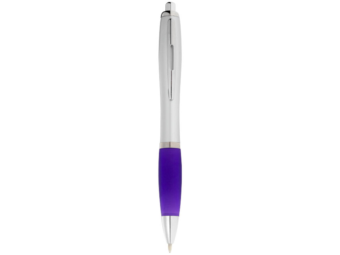 Nash Kugelschreiber silbern mit farbigem Griff, lila, silber bedrucken, Art.-Nr. 10707702