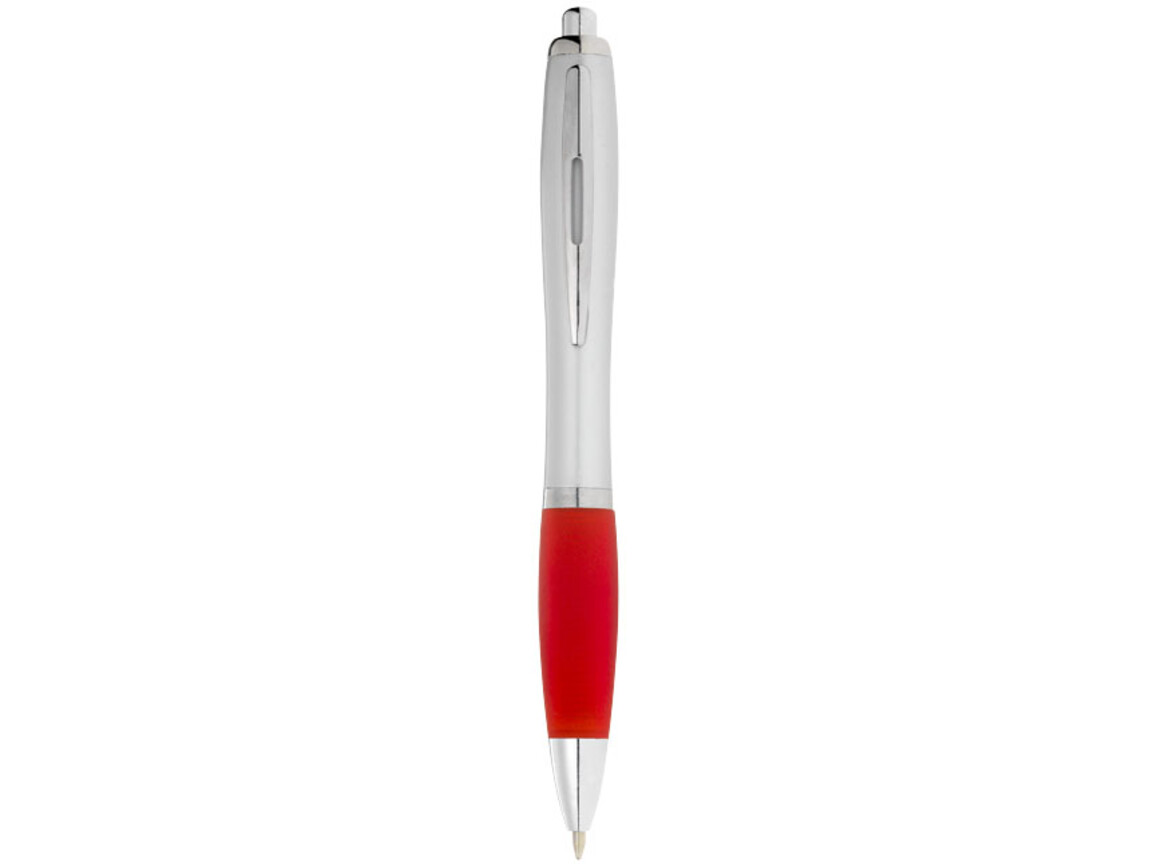 Nash Kugelschreiber silbern mit farbigem Griff, silber, rot bedrucken, Art.-Nr. 10707703