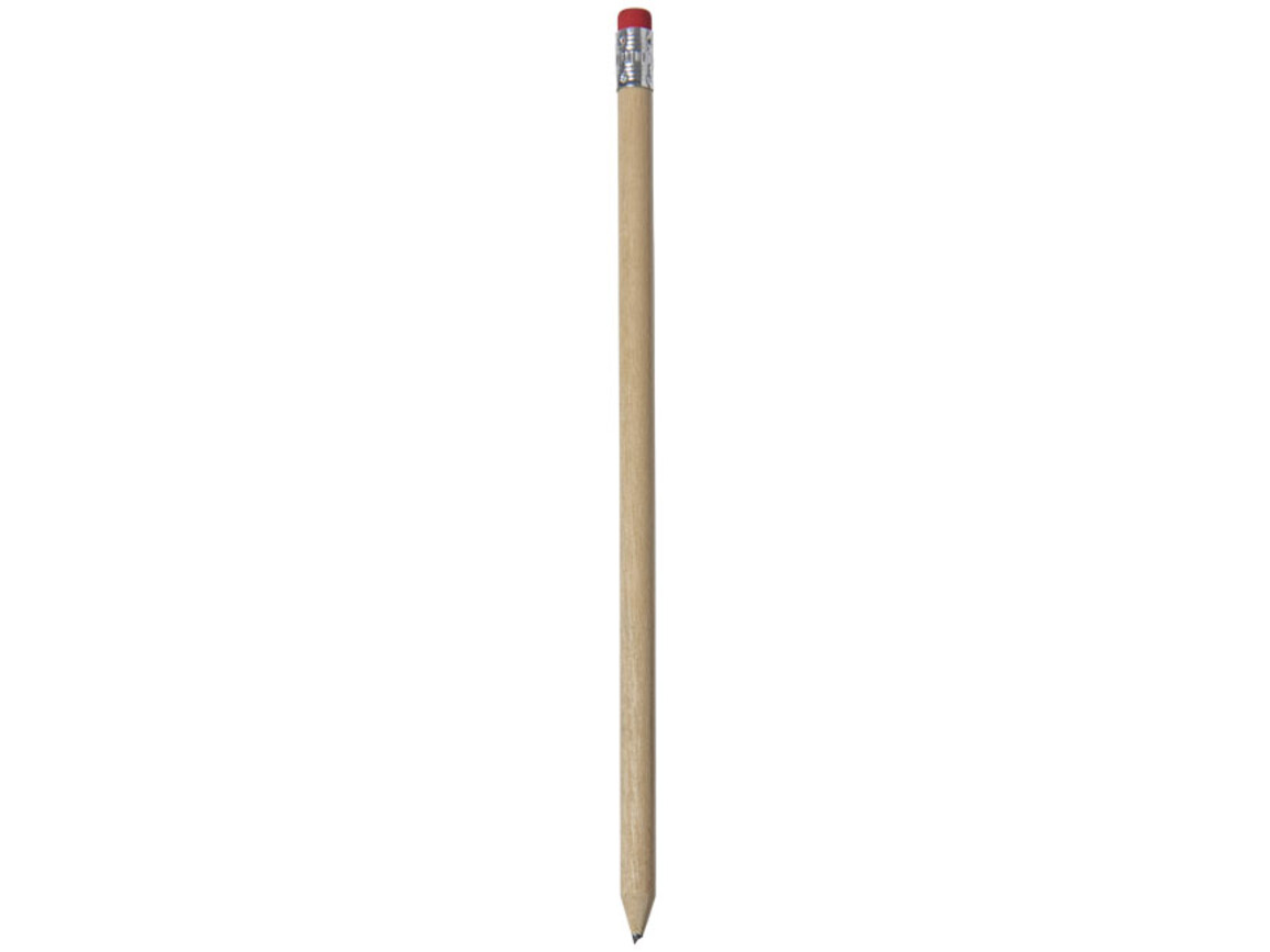 Cay hölzerner Bleistift mit Radierer, natur, rot bedrucken, Art.-Nr. 10709703