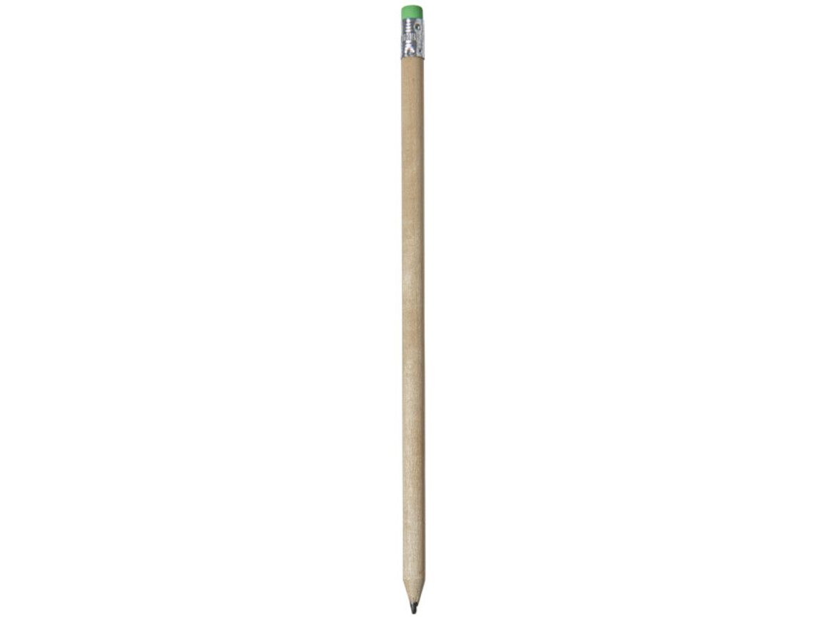 Cay hölzerner Bleistift mit Radierer, natur, grün bedrucken, Art.-Nr. 10709704