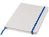 Spectrum weißes A5 Notizbuch mit farbigem Gummiband, weiss, royalblau bedrucken, Art.-Nr. 10713501