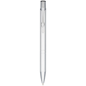Moneta Druckkugelschreiber aus eloxierterm Aluminium (blaue Mine), silber bedrucken, Art.-Nr. 10716302
