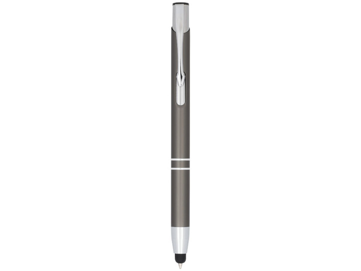 Moneta Kugelschreiber mit Metall Touchpen, silber, grau bedrucken, Art.-Nr. 10729804