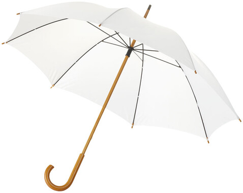 Jova 23" Regenschirm mit Holzstange und -griff, weiss bedrucken, Art.-Nr. 10906800 Jova 23" Regenschirm mit Holzstange und -griff, weiss bedrucken, Art.-Nr. 10906800