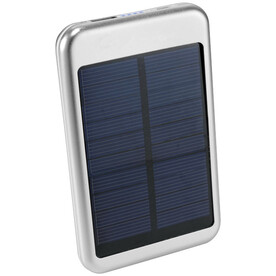 Bask 4000 mAh Solar Powerbank, silber bedrucken, Art.-Nr. 12360100