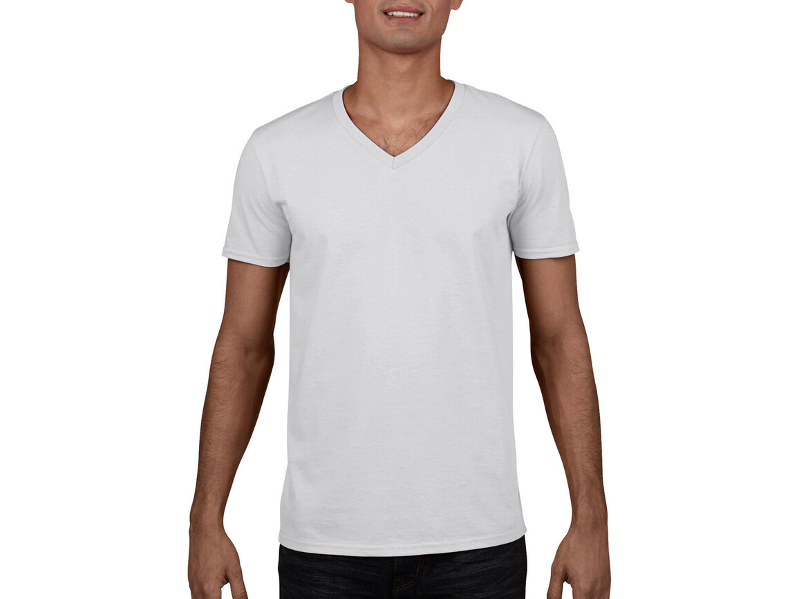 Gildan Gildan Mens Softstyle® V-Neck T-Shirt, White, L bedrucken, Art.-Nr. 108090005