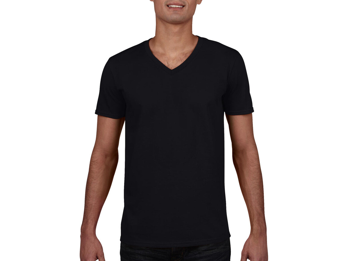 Gildan Gildan Mens Softstyle® V-Neck T-Shirt, Black, S bedrucken, Art.-Nr. 108091013