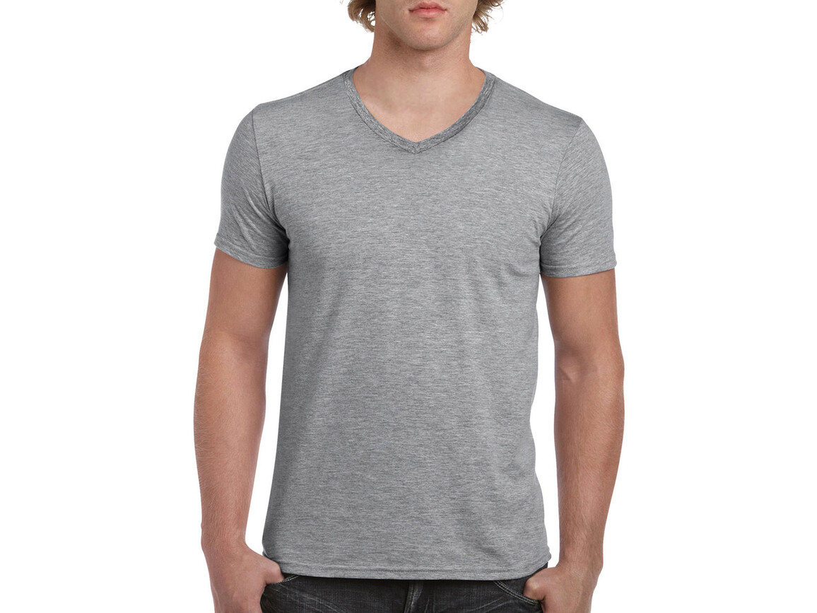 Gildan Gildan Mens Softstyle® V-Neck T-Shirt, Sport Grey, 2XL bedrucken, Art.-Nr. 108091257