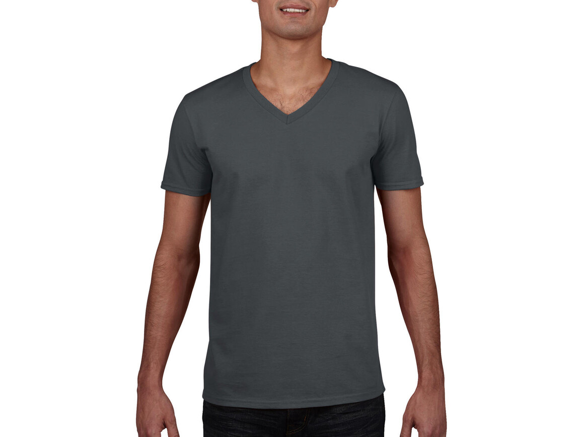 Gildan Gildan Mens Softstyle® V-Neck T-Shirt, Charcoal, XL bedrucken, Art.-Nr. 108091306