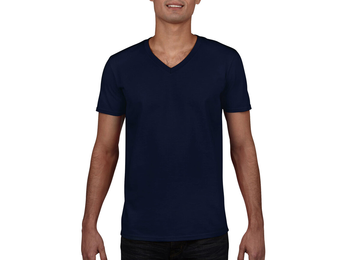 Gildan Gildan Mens Softstyle® V-Neck T-Shirt, Navy, L bedrucken, Art.-Nr. 108092005