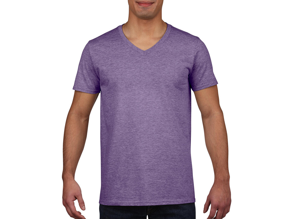 Gildan Gildan Mens Softstyle® V-Neck T-Shirt, Heather Purple, XL bedrucken, Art.-Nr. 108093466