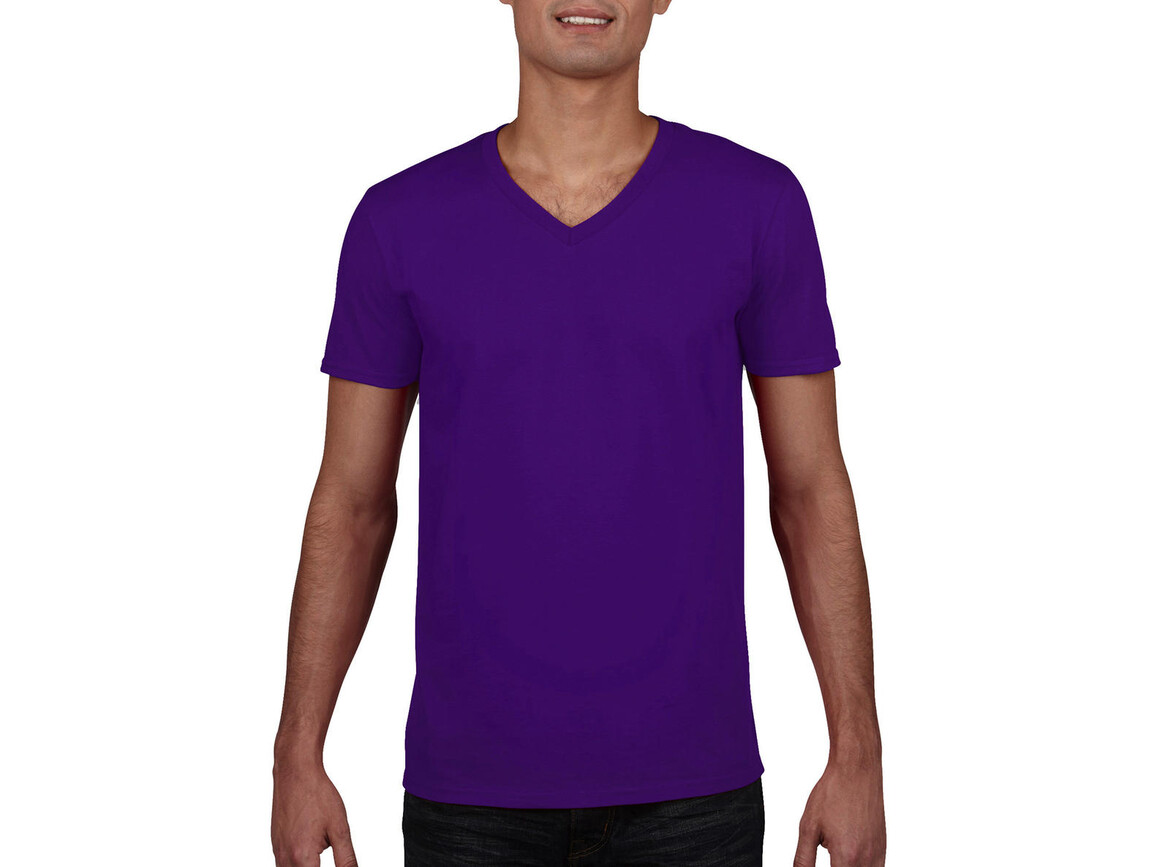 Gildan Gildan Mens Softstyle® V-Neck T-Shirt, Purple, XL bedrucken, Art.-Nr. 108093496