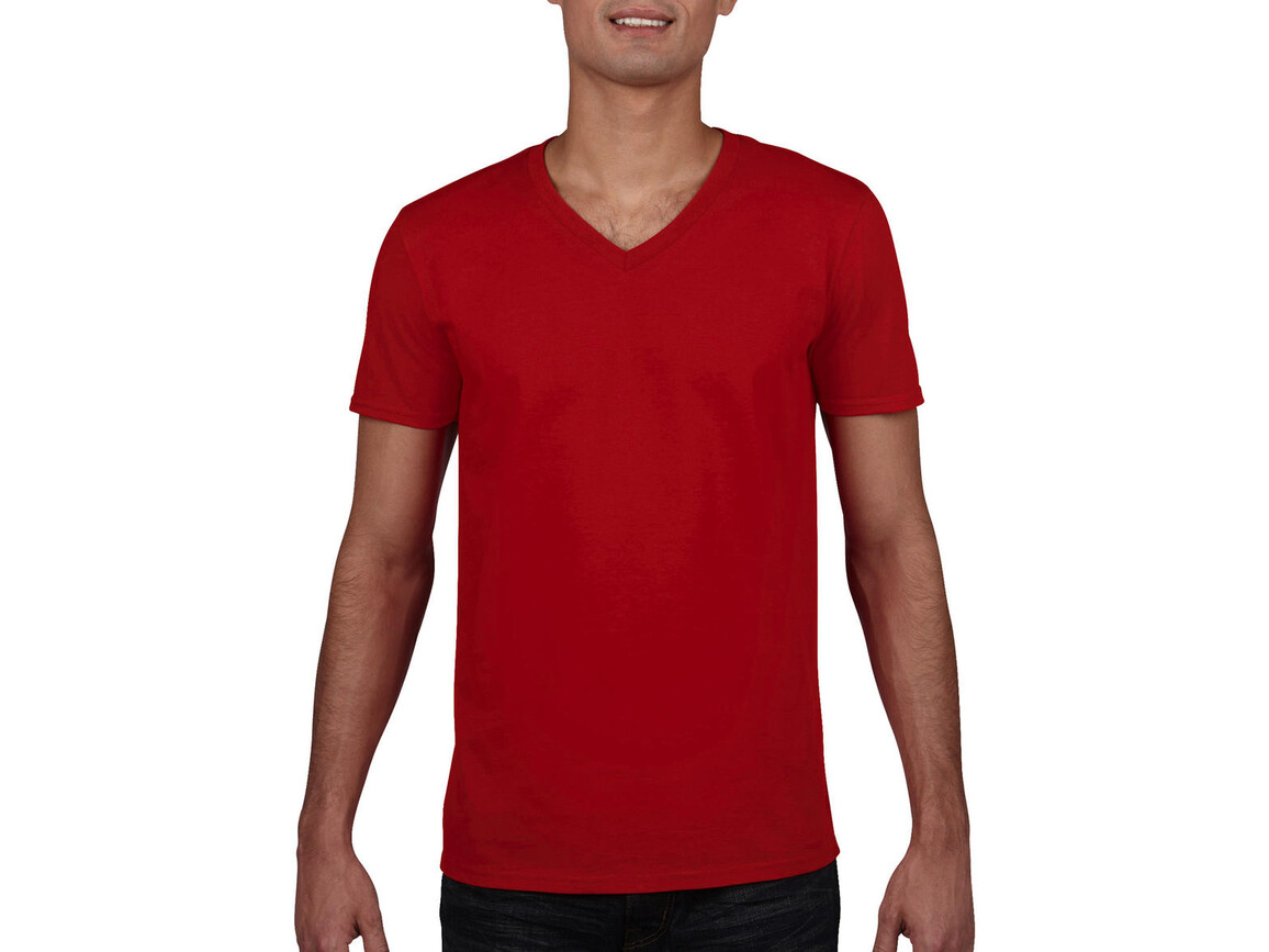 Gildan Gildan Mens Softstyle® V-Neck T-Shirt, Red, 2XL bedrucken, Art.-Nr. 108094007
