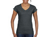Gildan Ladies` Softstyle® V-Neck T-Shirt, Dark Heather, 2XL bedrucken, Art.-Nr. 109091267