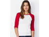 Bella 3/4 Sleeve Contrast Raglan T-Shirt, White/Pink, L bedrucken, Art.-Nr. 110060595