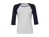 Bella 3/4 Sleeve Contrast Raglan T-Shirt, White/Navy, XL bedrucken, Art.-Nr. 110060526
