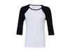 Bella 3/4 Sleeve Contrast Raglan T-Shirt, White/Black, L bedrucken, Art.-Nr. 110060565